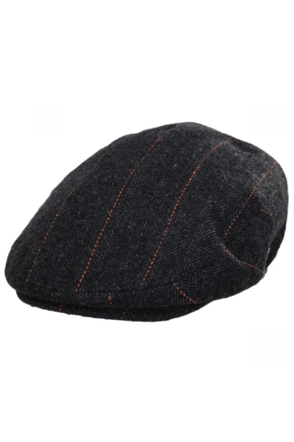 Negroni Herringbone Plaid Wool Blend Ivy Cap - S - Dark Gray