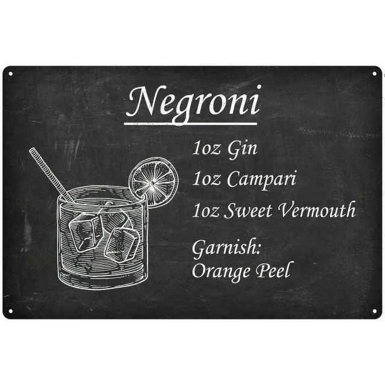 NegroniIngredients Drink Cocktail Bar Metal Sign 12x18 NegroniIngredients Drink Cocktail Bar Metal Sign 12x18