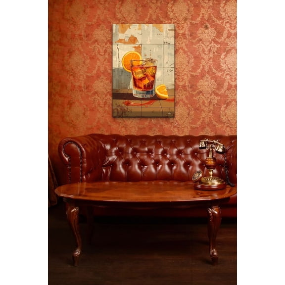 Negroni Print, Cocktail Kitchen Art Kitchen Bar Alcohol Wrapped Wall Art, Modern Wall Decor, 8x12 UNFRAMED