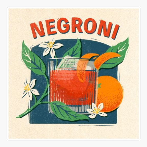 Negroni Vibes Cocktail Lover Sticker