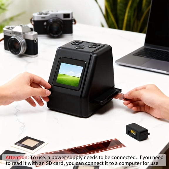 Negtive Film Scanner, Mini Movie Scanner, Support for Multiple Film Size, Advanced Film Scanner for 35mm, 126, 110, Super8 Negatives And Slides with 32GB Memory Card