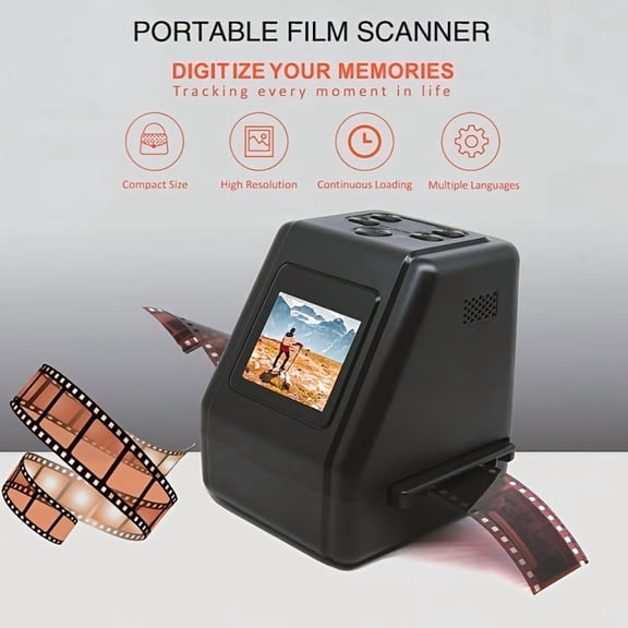 Negtive Film Scanner, Mini Movie Scanner, Support for Multiple Film Size, Advanced Film Scanner for 35mm, 126, 110, Super8 Negatives And Slides with 32GB Memory Card