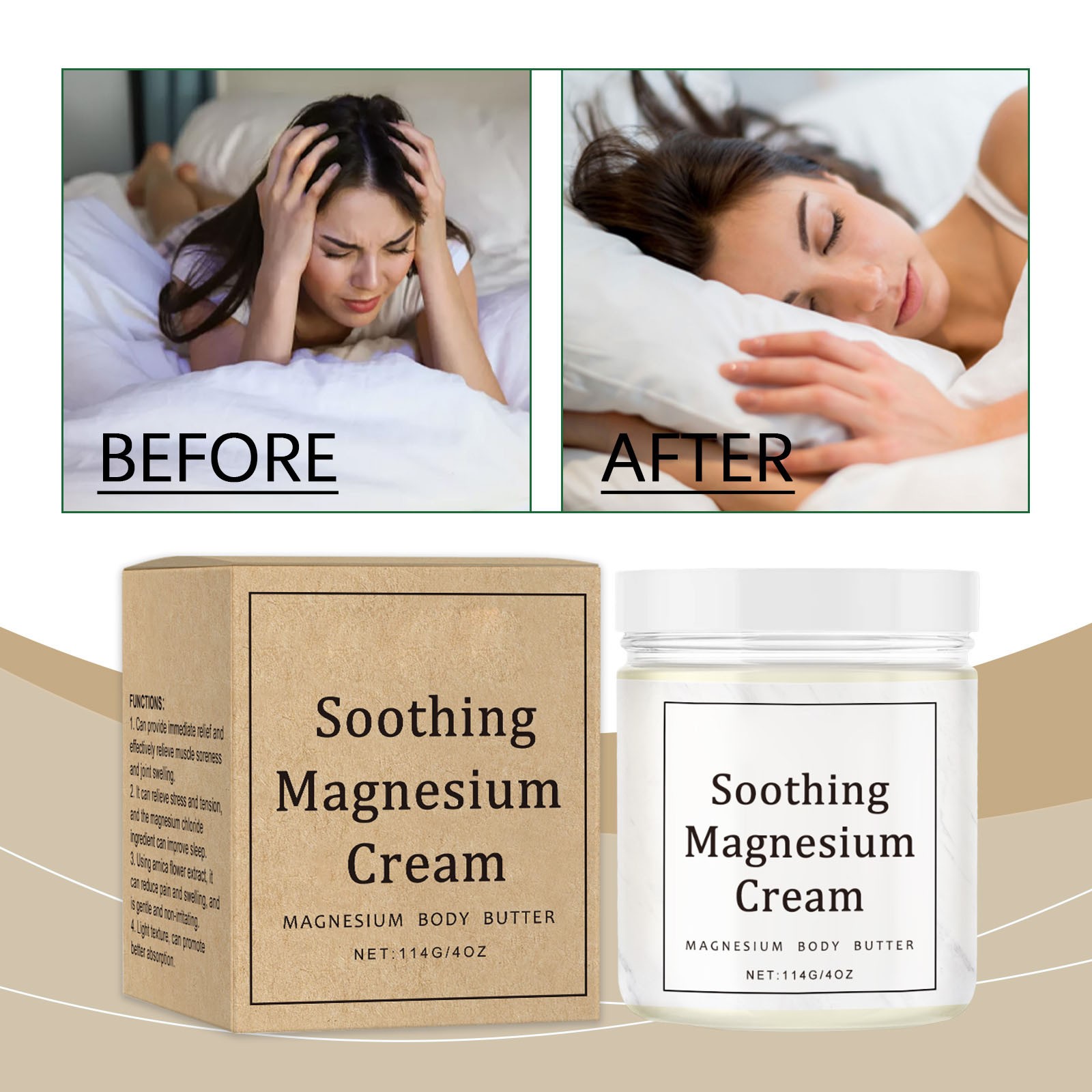 Negusy Magnesium Cream for Sleep, Muscle Soreness & Cramps Relief