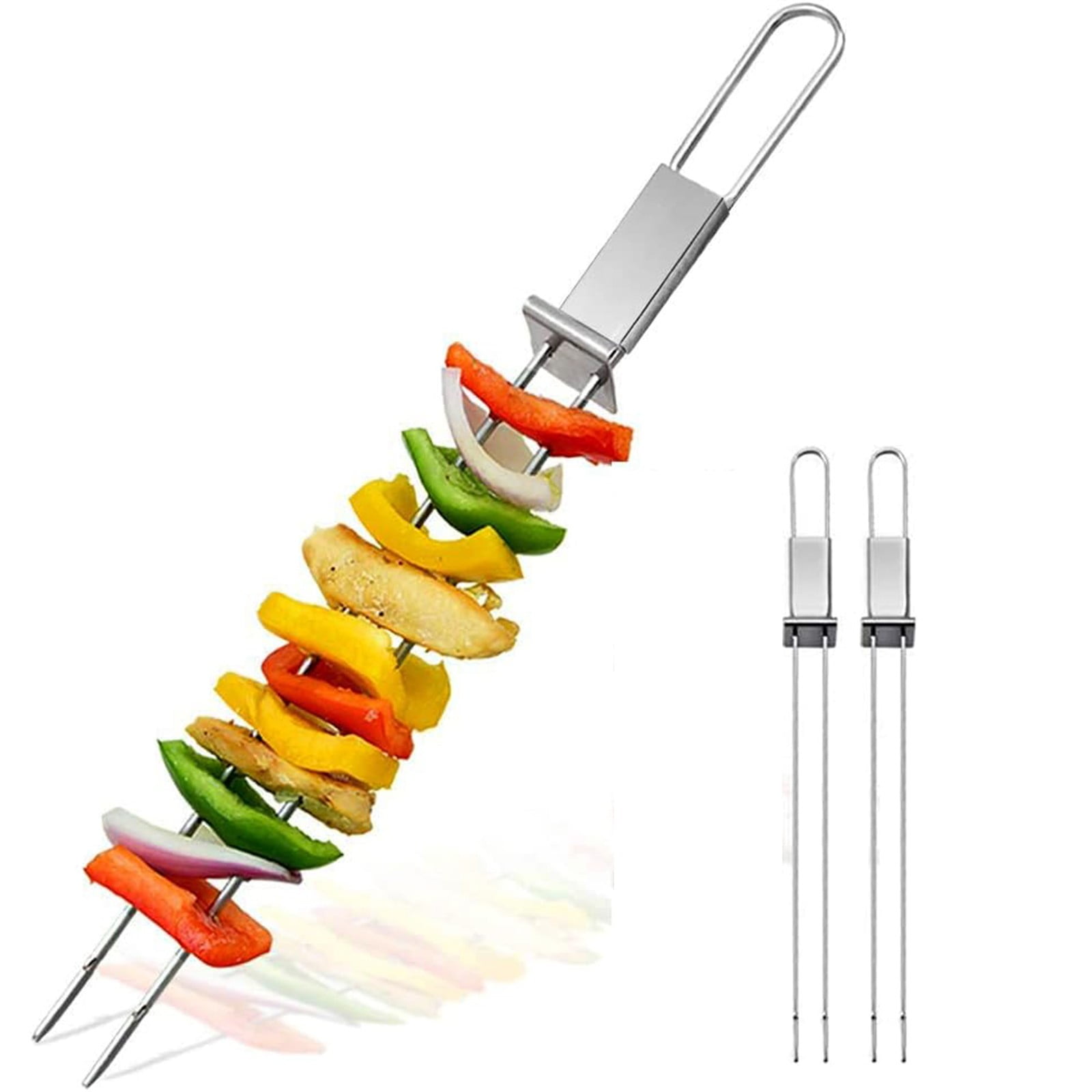 Nehiwhazk 2pcs Stainless Steel Barbecue Skewers Metal Skewers For