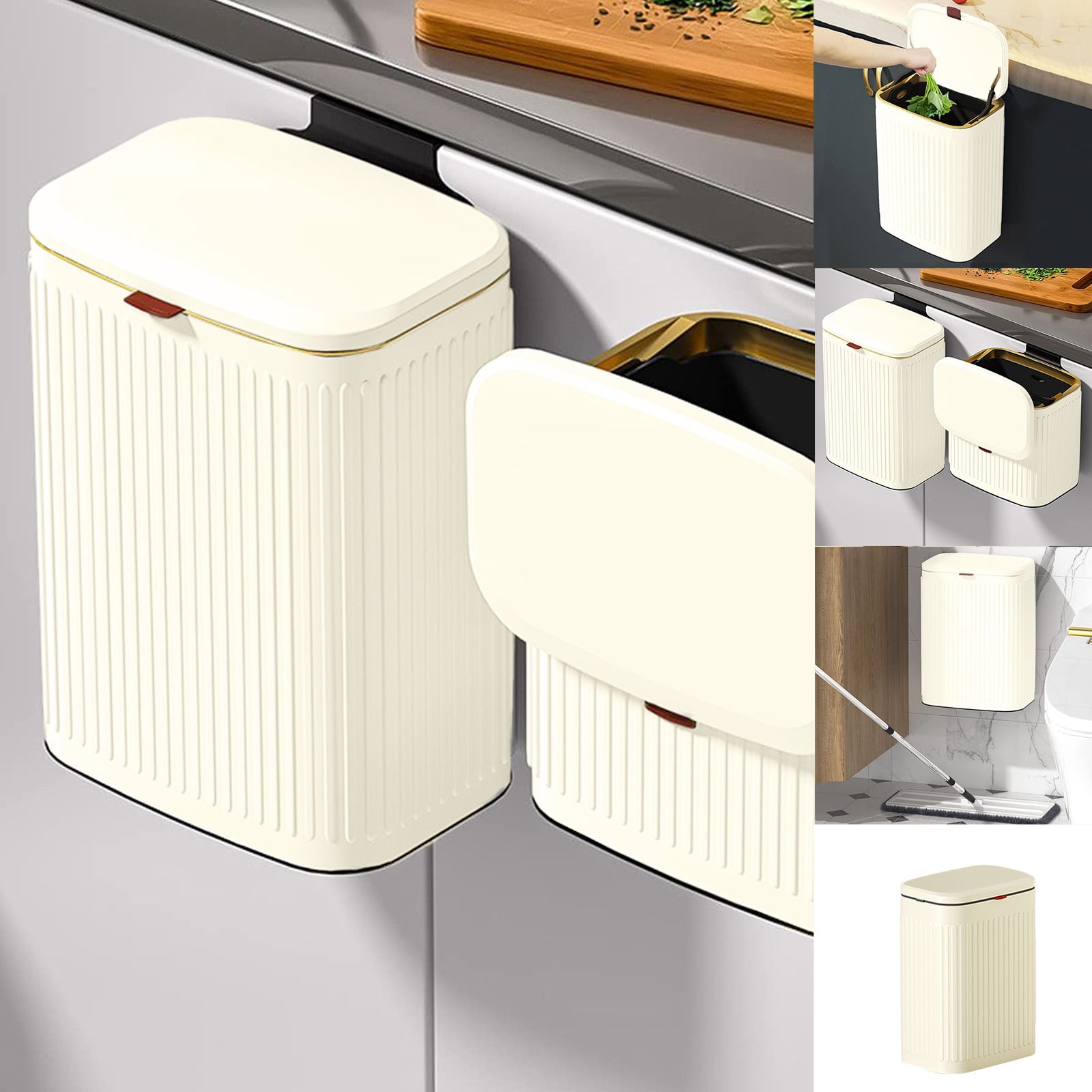 Nehiwhazk Hanging Trash Can With Lid 2 Gallon Stainless Steel Kitchen