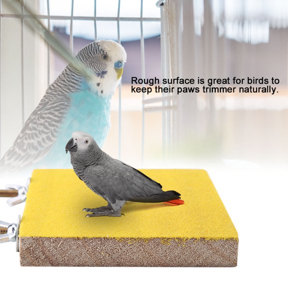 Nehlobo Bird Perch Stand Platform Toy Playground Paw Grinding for Pet Parrot Hamster Squirrel (Yellow)