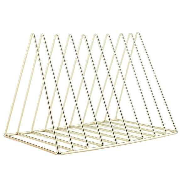Nehlobo Desktop Stainless Steel Book Magazine Files Holder Storage Rack Organizer for Office Study Room