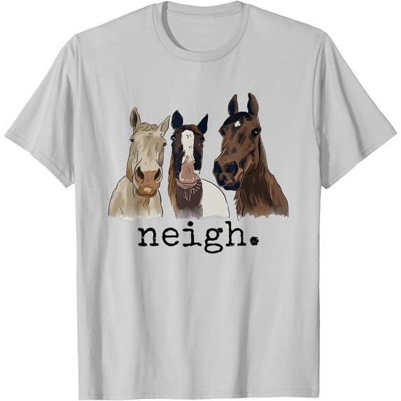 Neigh Funny Horses Graphic Saying Softstyle Unisex T-Shirt,Ice Grey Color,Size L