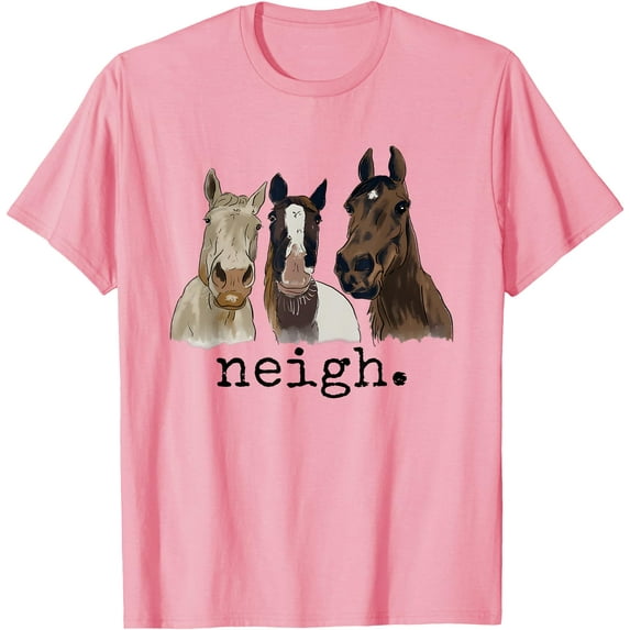Neigh Funny Horses Graphic Saying Softstyle Unisex T-Shirt,Light Pink Color,Size M