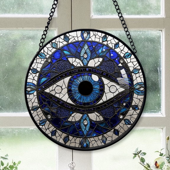 Neighbor Christmas Gift - Blue Eye Nature Xmas Stained Glass Hanging Ornament - Modern Holiday Tree Decor, Great Christmas Gift for Friends & Family, 2025 Collectible