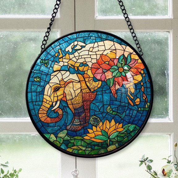 Neighbor Christmas Gift - World map Christmas Stained Glass Hanging Ornament - Modern Tree Decor, Christmas Gift for Mom, Dad, Friends, Family