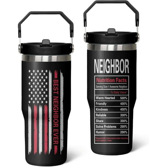 Neighbor Gifts Stainless Steel Travel Tumbler with Handle Moving Away Goodbye Gift