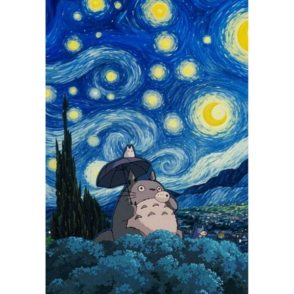 My Neighbor Totoro Diamond Painting Set (For Adults) 5D DIY Anime Diamond Art Set (For Beginners) Round Full Diamond Diamond Painting Gemstone Art Crafts (Home Wall Decoration Gift)