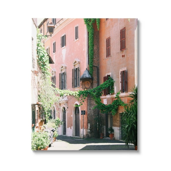 Neighborhood Ivy Vines Architecture Town & City Photograph Gallery Wrapped Canvas Print Wall Art