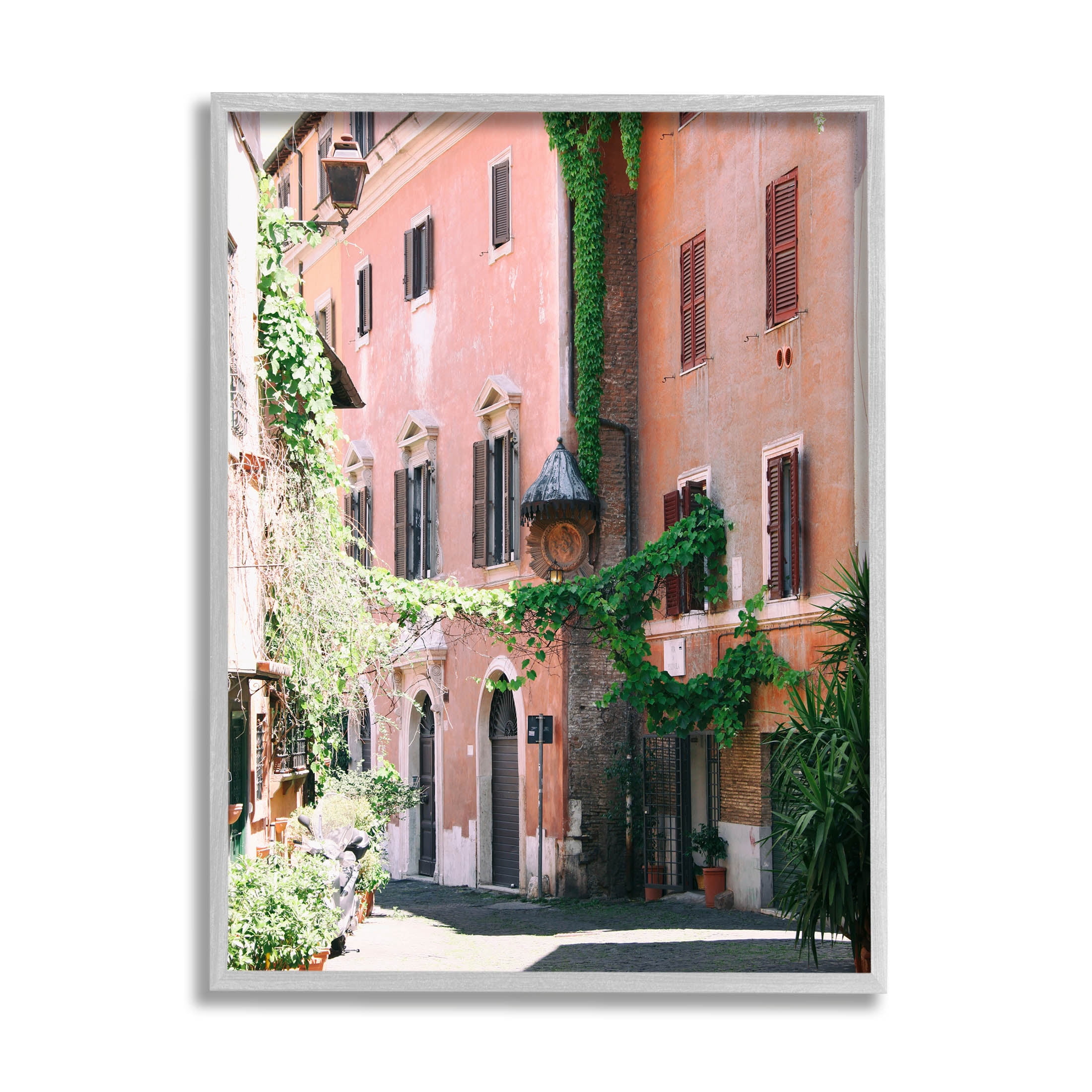 Neighborhood Ivy Vines Architecture Town & City Photograph Gray Framed Art Print Wall Art