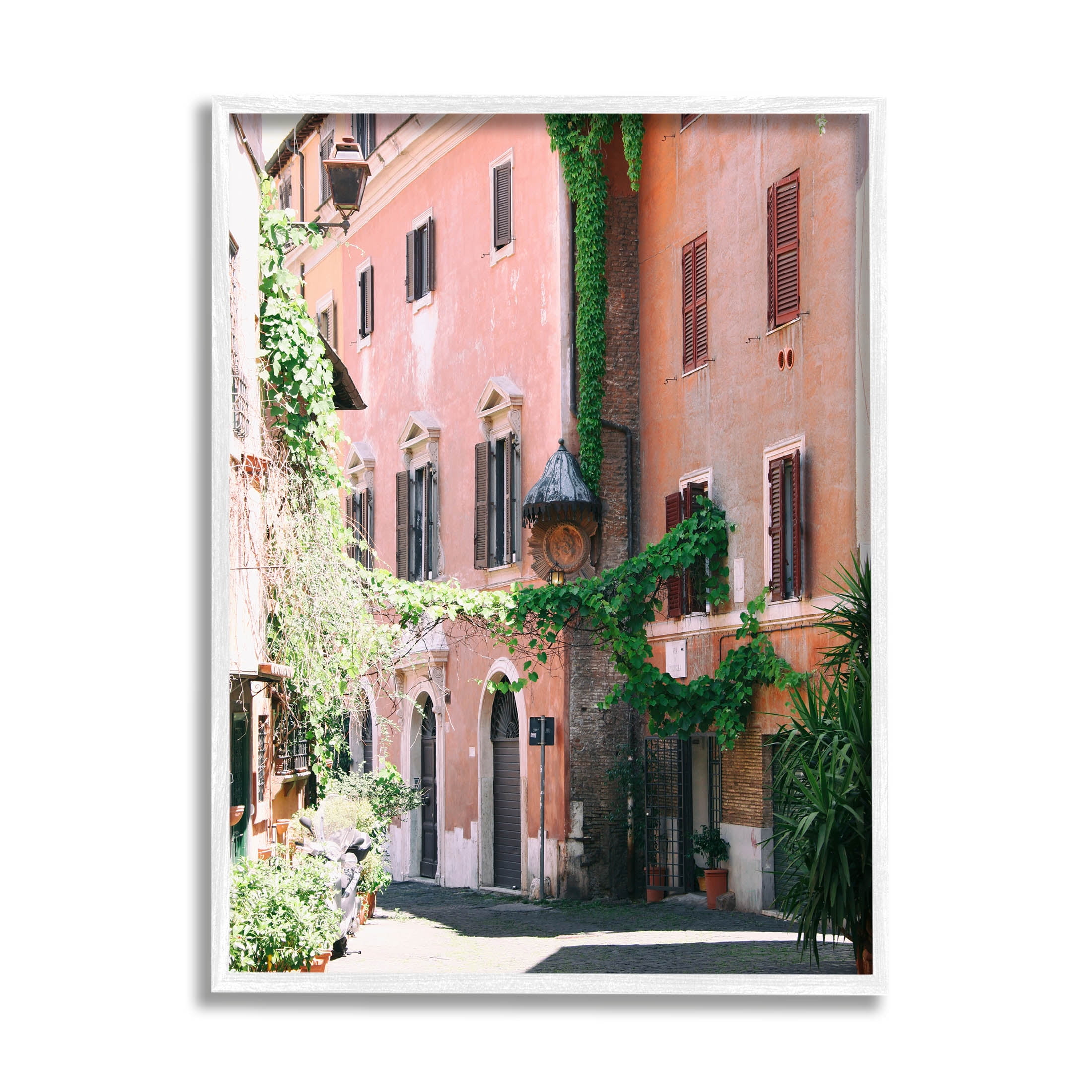 Neighborhood Ivy Vines Architecture Town & City Photograph White Framed Art Print Wall Art