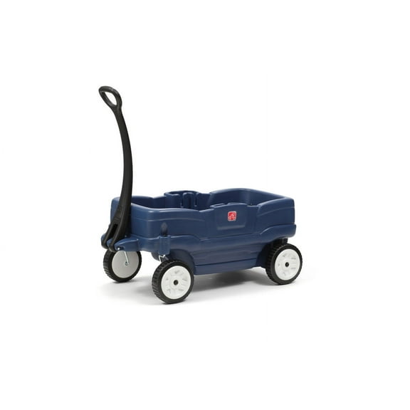 Step2 Neighborhood Wagon Blue Plastic Toddler and Kid Wagon with Seatbelts and Storage