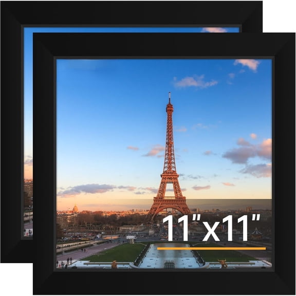 Neighborly Nook 11x11 Picture Frame Set of 2, Photo Frame with HD Plexiglass, Display Pictures 8x8 with Mat or 11x11 Without Mat, Black Picture Frames Collage Wall Decor, Gallary Wall Frame
