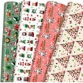 thumbnail image 1 of Neighborly Nook 12 Sheet Christmas Wrapping Paper Not Roll Vintage Funny Animal Gift Wrap Folded Flat for DIY Crafts Birthday Holiday Xmas Party Supplies, 20" x 28"(Green, White, Beige, Pink,Cat), 1 of 13