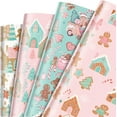 thumbnail image 1 of Neighborly Nook 12 Sheet Christmas Wrapping Paper Not Roll Vintage Funny Animal Gift Wrap Folded Flat for DIY Crafts Birthday Holiday Xmas Party Supplies, 20" x 28"(Gingerbread Man,Pastel Color), 1 of 14