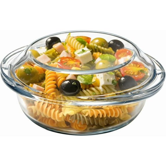 Neighborly Nook 13OZ Mini Glass Casserole Dish With Lid, 5.5in Oven Safe Bakeware with Handles, Microwave Oven Safe Glass Bowl with Lid