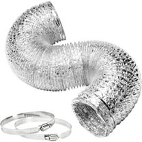 Neighborly Nook 4 Inch 8 Feet Ducting, Non-insulated Flex Air Aluminum Ducting Hose, Drying and Exhaust for HVAC Ventilation, 2 Clamps Included, Silver