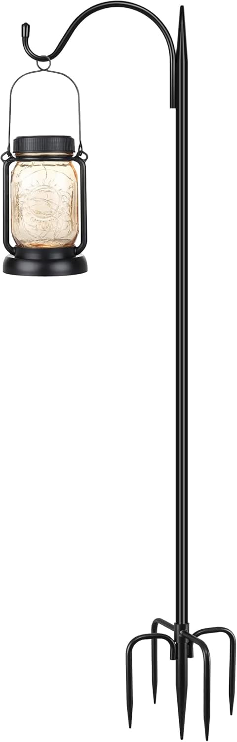 47 inch Small Shepherds Hooks for Outdoor with 5 Prongs, Adjustable Bird Feeder Pole Garden Hooks for Hanging Lanterns, Plants Baskets, Hummingbird Feeders, 1 Pack
