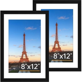 Neighborly Nook 8x12 Picture Frame Set of 2, Photo Frame with HD Plexiglass, Display Pictures 6x8 with Mat or 8x12 Without Mat, Black Picture Frames Collage Wall Decor, Gallary Wall Frame