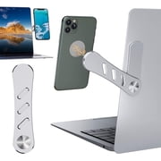 Neighborly Nook Magnetic Phone Holder, Laptop or Desktop Monitor Side Mount Phone Holder, Slim Portable Foldable Computer Expansion Bracket Compatible with All Phone, Silver