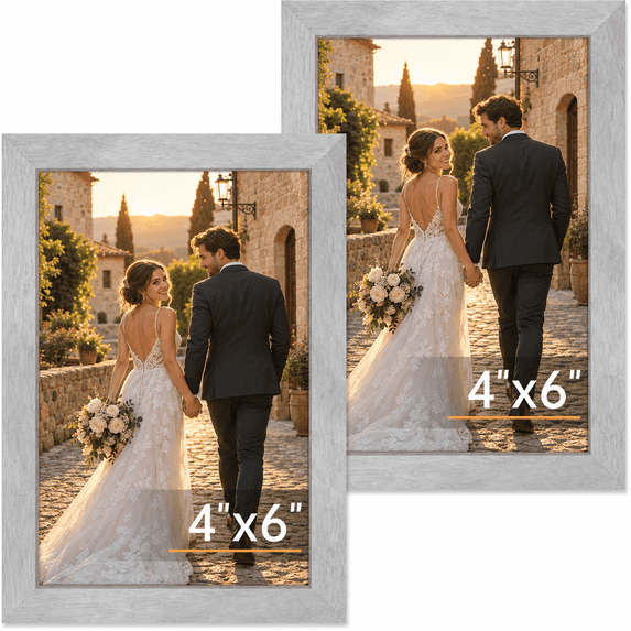 Photo Marbole Neighborly Nook Picture Frame Set of 2, 4x6 Photo Frames with HD ...
