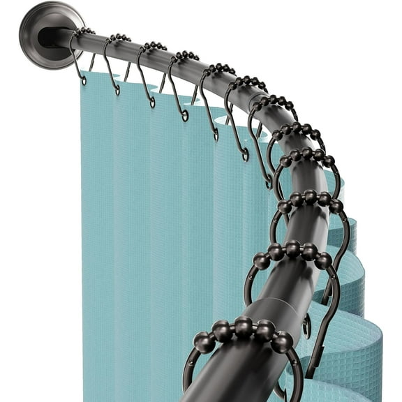 Neighborly Nook Rustproof Curved Shower Curtain Rod, No Drill Adjustable Curved Tension Shower Curtain Rod for Bathroom, Easy Install, Rounded for Extra Room and Comfort, 50 to 72 Inches, Bronze