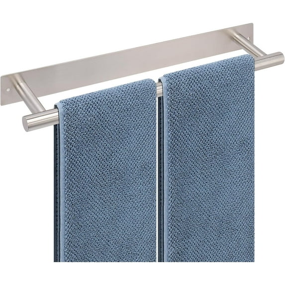 Neighborly Nook Self Adhesive Towel Bar, 16 Inch Round Towel Racks for Bathroom Wall Mounted SUS304 Stainless Steel Towel Hanger for Kitchen, No Drill or Screw-Mounted Towel Holder (Brushed Nickel)