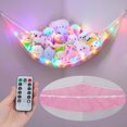 thumbnail image 1 of Neighborly Nook Stuffed Animals Net Hammock Kids Toy Storage with LED Light Plush Toy Organizer Corner Hanging Stuffed Animals Holder For Nursery Kids Girls Room Decor, 1 of 14