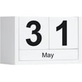 thumbnail image 1 of Neighborly Nook Wooden Block Calendar for Desk, Small Size Daily Desktop Perpetual Desk Calendar, Cute Date Display Desk Accessories for Home Office Decor, Teacher, Classroom, Reusable Yearly, White, 1 of 14