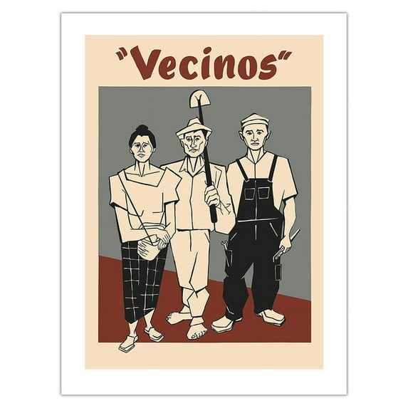 Neighbors (Vecinos) - Puerto Rican Agriculture Industry Women - Vintage Film Movie Poster by Julio Rosado del Valle c.1950s - Fine Art Matte Paper Print (Unframed) 18x24in