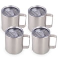 thumbnail image 1 of Neihepal 14oz Double Wall Vacuum Insulated Coffee Mug with Leakproof Lid & Handle, 4 Pack, Silver, 1 of 7