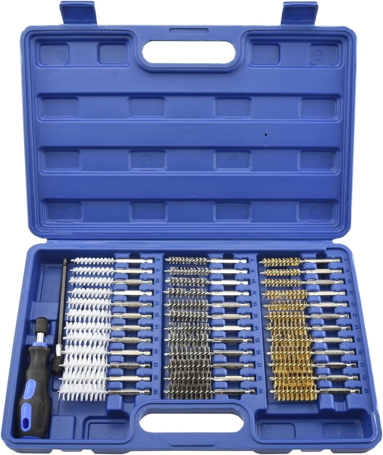 Neiko 00325A Industrial Wire Hex Shank Brush Set, 38 Piece| 1/4