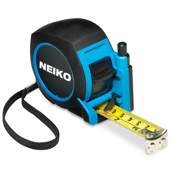 Neiko 01602A SAE and Metric Tape Measure with Magnetic Hook and Measurement Marker | 25-Feet (7.5 Meters) Maximum Measuring Length | Includes One Ink Bottle Refill