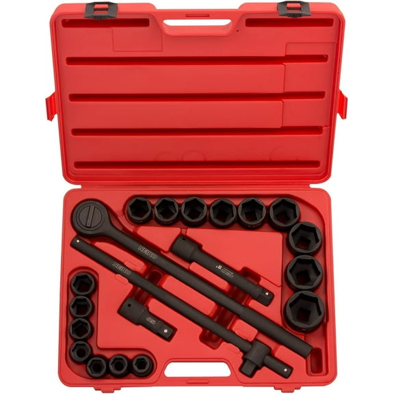 Neiko 02379A 3/4" Drive Jumbo Impact Socket Set | 21 Piece | Shallow | SAE | Sizes 3/4 to 2 | Cr-V Steel