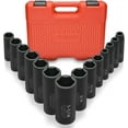 thumbnail image 1 of Neiko 02476A 1/2" Impact Socket Set, 14 Piece 6 Point Impact Set, Standard Impact Socket Set, SAE Sizes (3/8-Inch to 1-1/14") Cr-V Steel, Deep Socket Set 1/2 Drive, 1 of 5