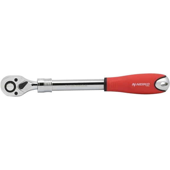 Neiko 03068A 1/2-Inch Drive Extendable Ratchet Handle - 72 Tooth Reversible Ratcheting Feature w/Soft Grip Handle - 12 to 17-1/2” Lengths, Red