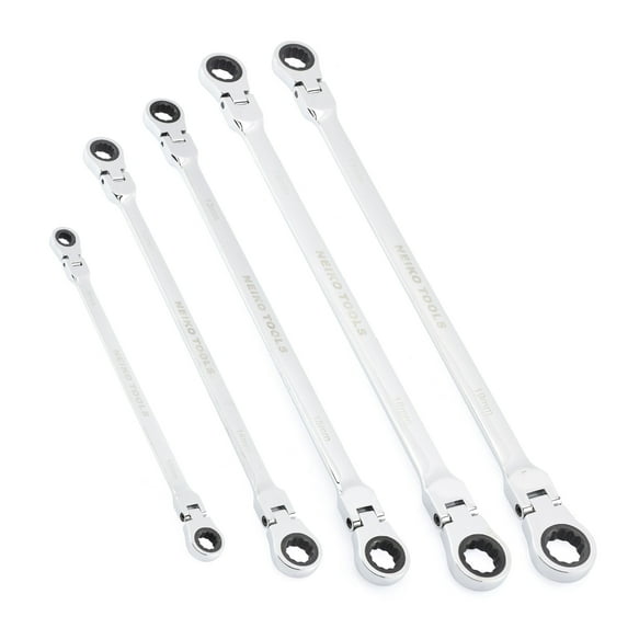 Neiko 03114A 5-Piece Metric Double Box End Flex Head Ratcheting Wrench