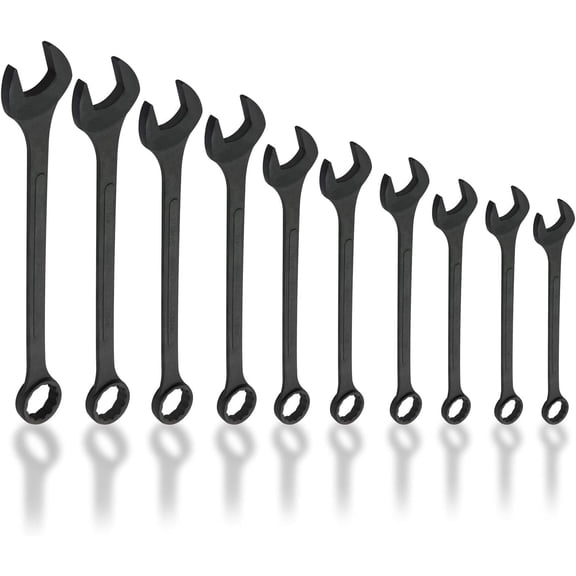 Neiko 03129A Jumbo Combination Wrench Set, 10-Piece Open-End Wrench Set, SAE Sizes 1 5/16 Inches to 2 Inches for Large Vehicles, Black Oxide Finish