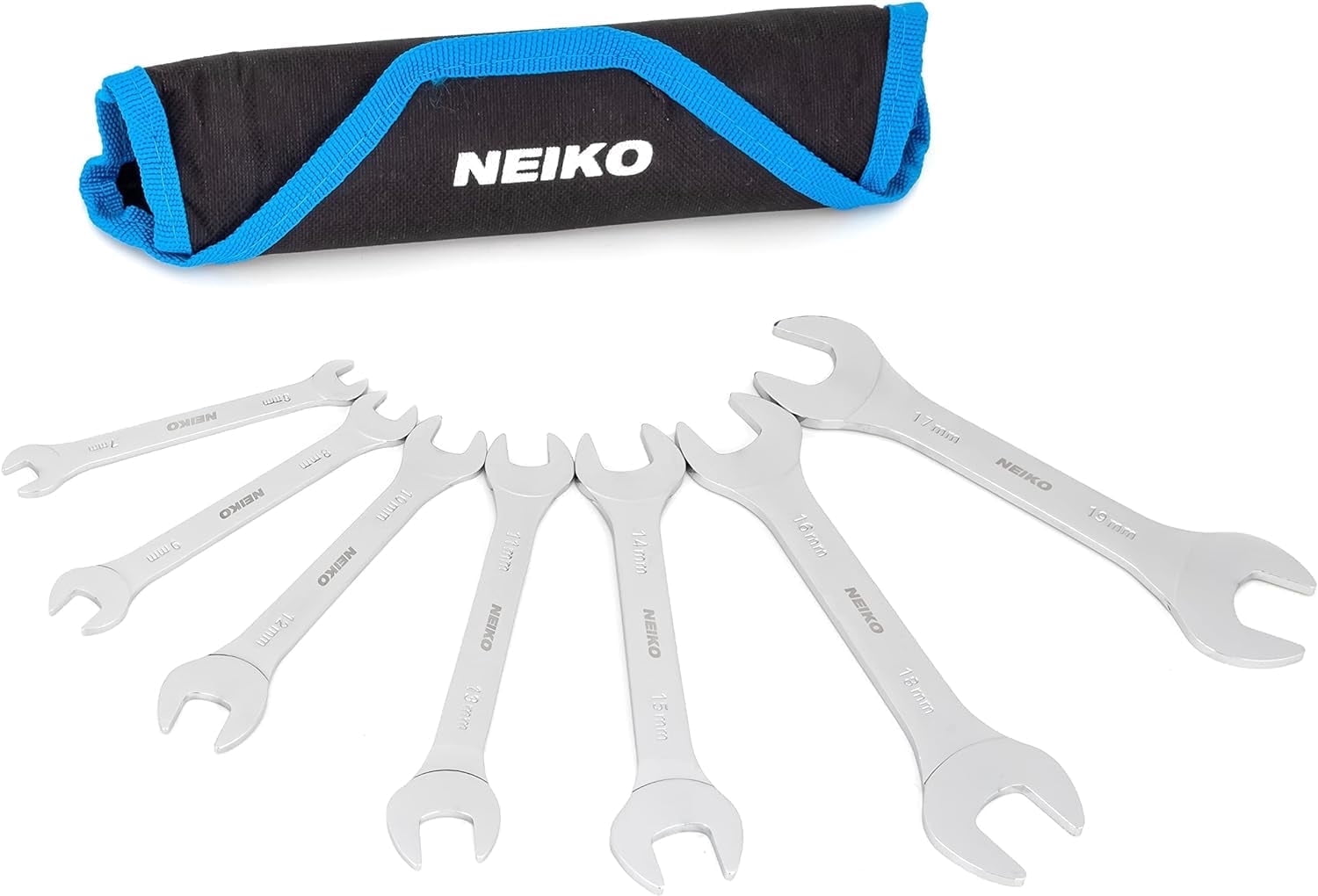 Neiko 03581A Super Thin Wrench Set, 3-4mm Thick, 7 Piece, Metric Sizes 6-19mm