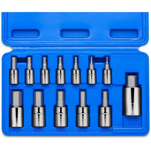 Neiko 10075A SAE Hex Bit Socket Set | 13-Piece Set | S2 Steel