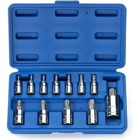 Neiko 10085A Tamperproof Torx Plus Bit Socket Set 12 Piece 8 IPR - 60 IPR 5 Point Star Cr-V and S2 Steel High Impact ABS Blow Molded Case
