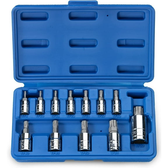 Neiko 10086A 6 Point Torx Plus Bit Socket Set, 1/4-Inch, 3/8-Inch and 1/2-Inch Drive, TP8 - TP60, 12-Piece