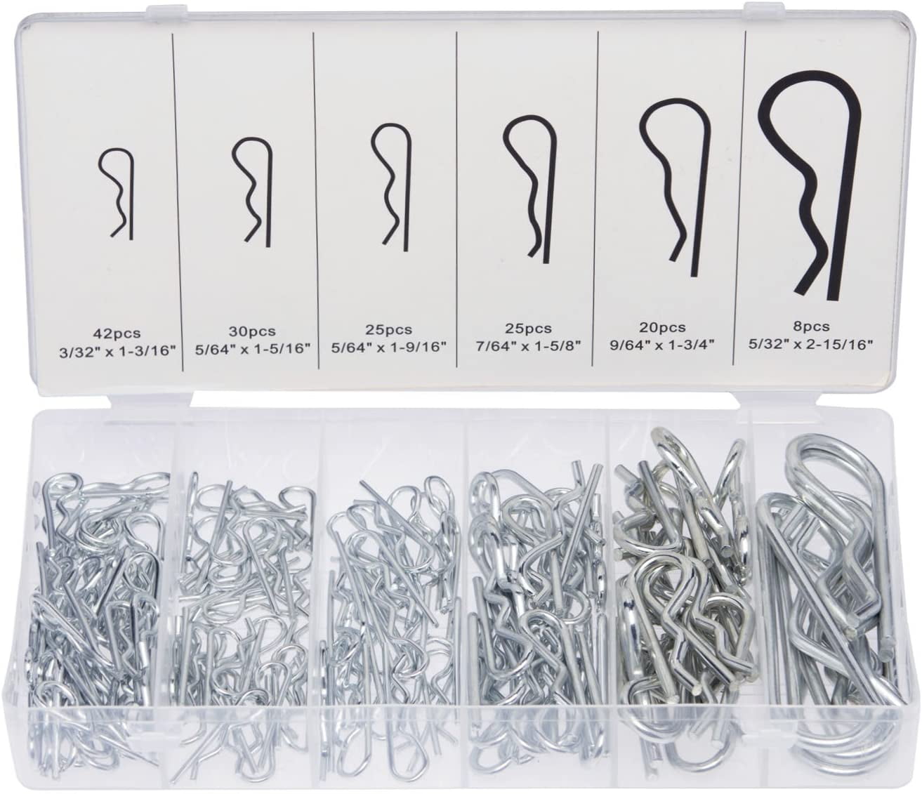 Neiko 50457A Cotter Pin Assortment Kit, 150 Piece Zinc Plated Steel