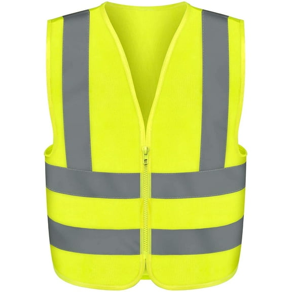 NEIKO Safety Vest, High Visibility Vest with Reflective Strips, Neon Yellow Vest, Zipper Front, Reflective Vest for Men and Women, Work Vest, Security Vest and Hi Vis (Medium for Adults, 53940A)