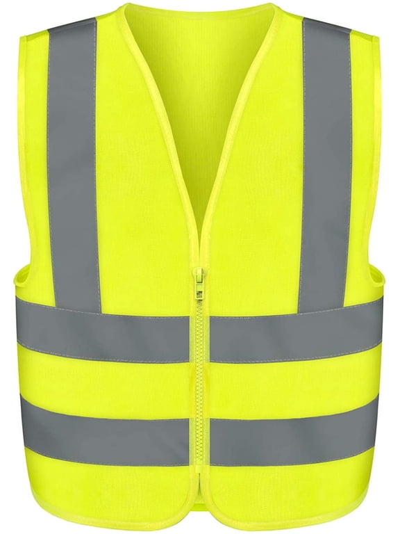 Safety Vest, High Visibility Vest with Reflective Strips, Neon Yellow Vest, Zipper Front, Reflective Vest for Men and Women, Work Vest, Security Vest and Hi Vis (Medium for Adults, 53940A)